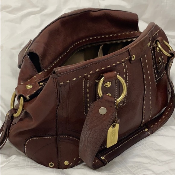 Coach Whiskey Leather Andrea Hampton Satchel - Picture 9 of 10